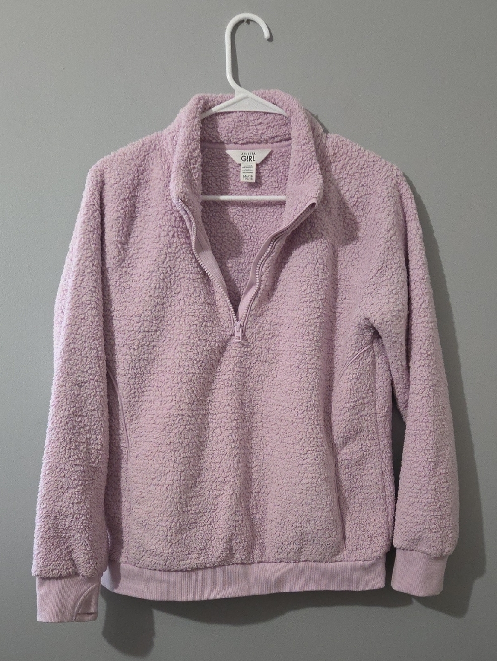 Athleta Lavender Sherpa Cowl-Style Quarter Zip Pullover
